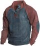 Mens Fashion Leisure Simple Corduroy Fabric Button Hoodless Pullover Sweater Top