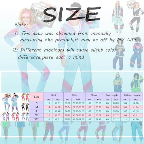 Adult 80s Tracksuit Retro Hip Hop Windbreaker Disco Tracksuit Sets Colorblock Outfits Set 3X Snow Bib