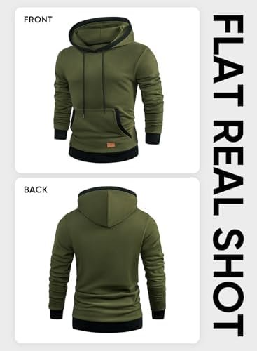 Men's Cotton Casual Hoodies Sweatshirts Fashion Long Sleeve Drawstring Pullover Hoodie with Pockets