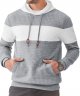 Mens Hooded Sweatshirt Lightweight Waffle Casual Long Sleeve Drawstring Color Block Knit Pullover with Kanga Pocket