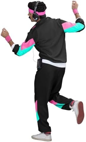 Adult 80s Tracksuit Retro Hip Hop Windbreaker Disco Tracksuit Sets Colorblock Outfits Set 3X Snow Bib