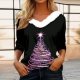 Long Sleeve Tops for Women Dressy Casual Print V Neck Petite Shirts Fall Fashion Blouse Woman Athletic Shirt