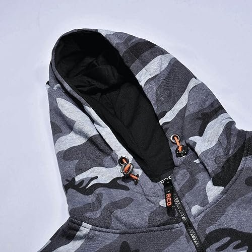 Men's Casual Fall/winter Camouflage Hoodie Zipper Hoodie Coat Zip up Hoodie Dress