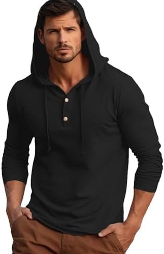 Mens Hoodies Long Sleeve Drawstring Lightweight Hooded Shirts Hoodies Pullover Sweatshirt