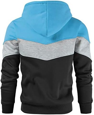 Men's Novelty Color Block Pullover Hoodie Long Sleeve Casual Sweatshirt with Pocket