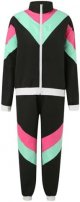 Adult 80s Tracksuit Retro Hip Hop Windbreaker Disco Tracksuit Sets Colorblock Outfits Set 3X Snow Bib