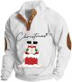 Mens Autumn And Winter 3D Printed Christmas Youth Striped Pullover Santa Round Neck Sweater Outdoor Warm Slipper