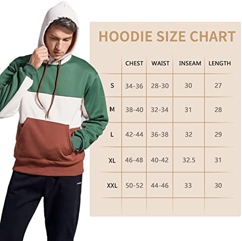 Men's Pullover Hoodie Sweatshrits Drawstring Hooded Color Block Hoody for Men with Kangaroo Pocket