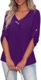 Cotton Tops for Women Loose Fit Loose Fit Dressy Fall 3/4 Sleeve Shirts Casual V Neck Dress Tunic Tops for Women