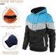 Men's Novelty Color Block Pullover Hoodie Long Sleeve Casual Sweatshirt with Pocket